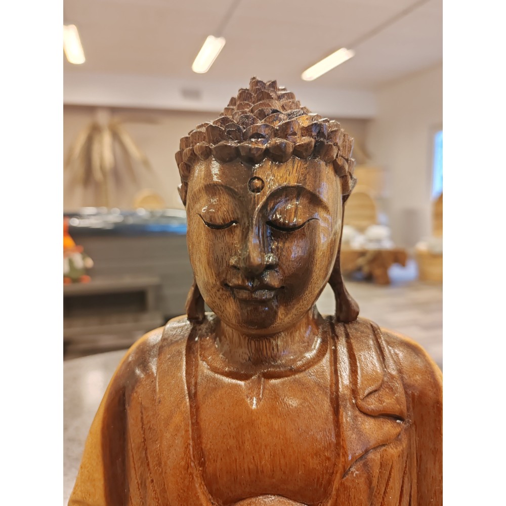 BOUDDHA EN PRIERE EN BOIS